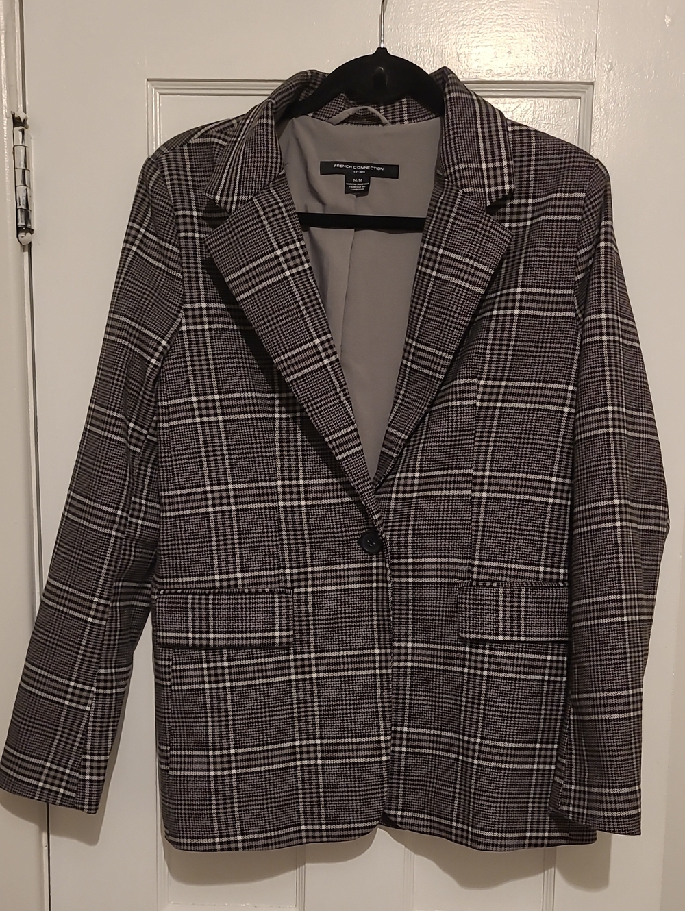French Connection Glen Plaid Single-Button Blazer - Black & White